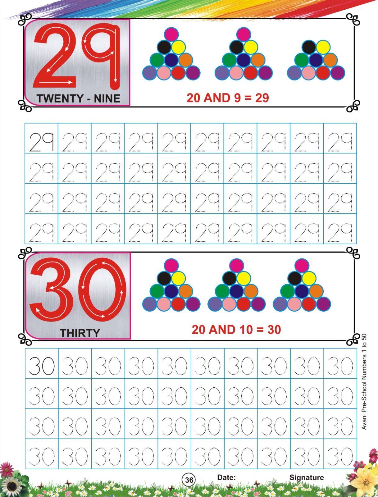 Jr KG preschool numbers 1 to 504