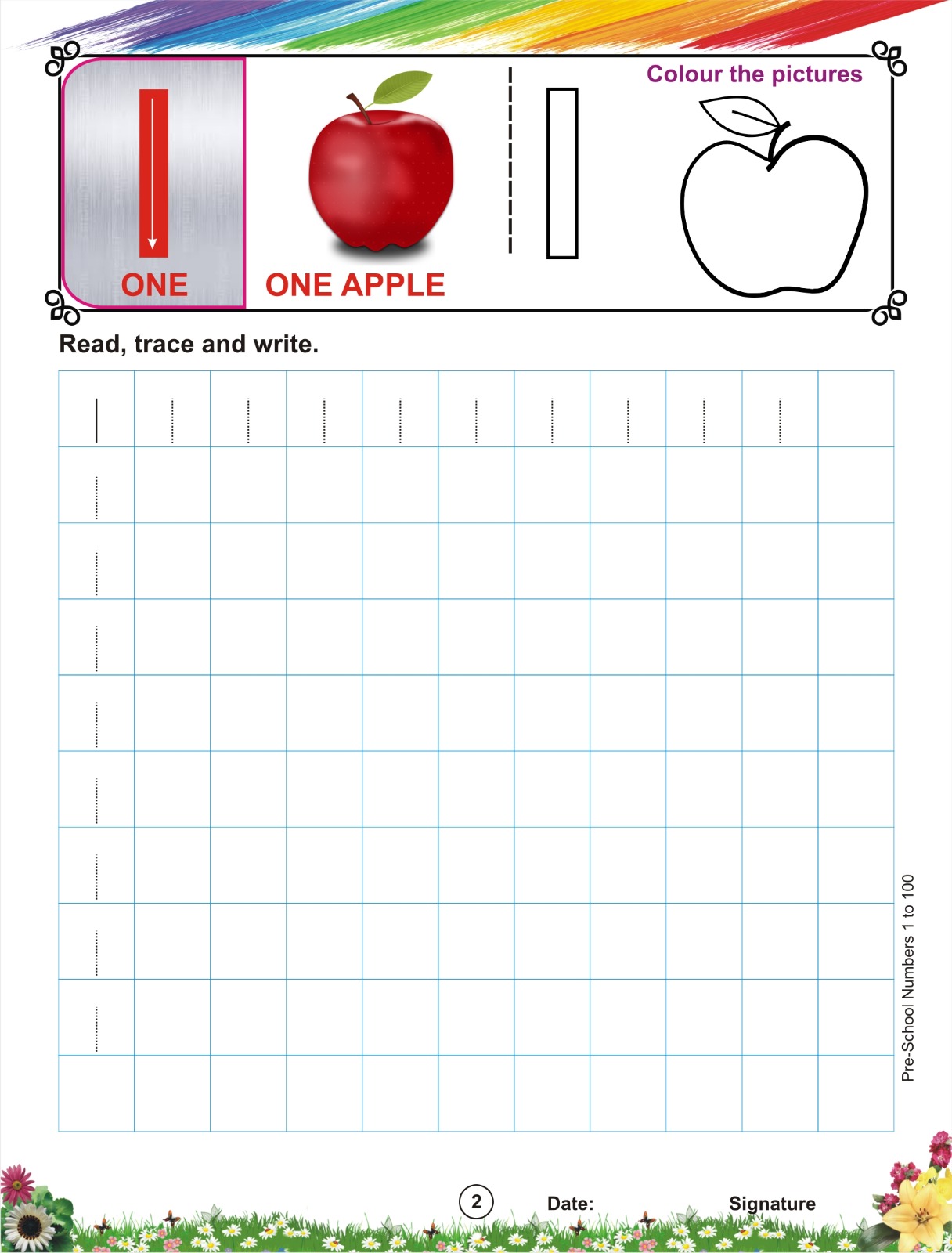 pre-scholl numbers 1to100 2